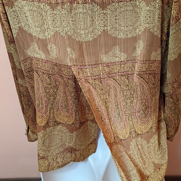 Hiroko Koshino oversized back slit mock neck button up blouse - Picture 8 of 12